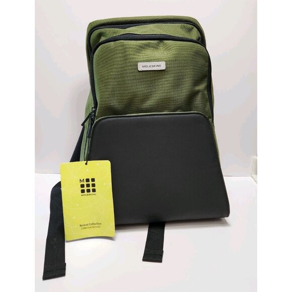 NWT Moleskine Nomad Medium Backpack Bag Padded Unisex Green - Picture 1 of 16